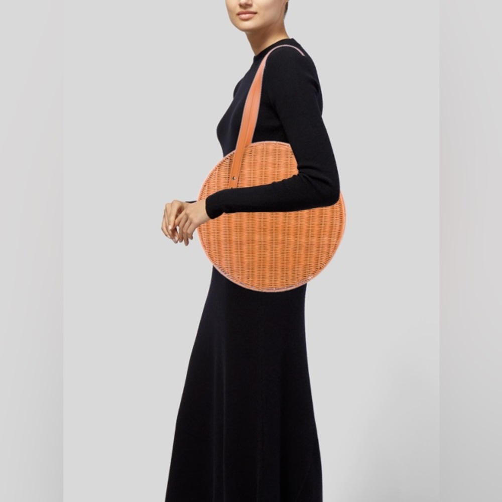 Rachel Comey Leather Trimmed Straw Shoulder Bag